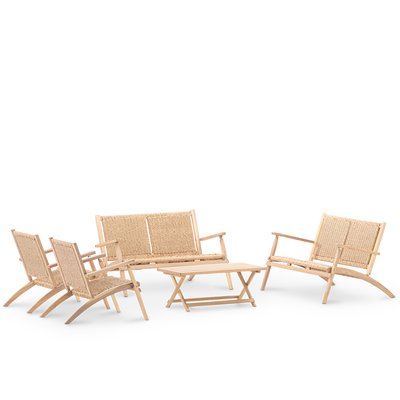 Salon de jardin 6 places pliant, bois, SERENA DEFORA HOME