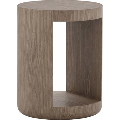 Table d'appoint ronde effet bois RECOLLECTION