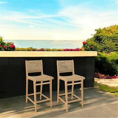 Chaise haute de jardin teck et assise tressée (lot de 2) SUMMER PIER IMPORT