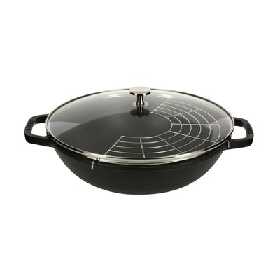 Wok En Fonte Et Couvercle En Verre 30 Cm STAUB