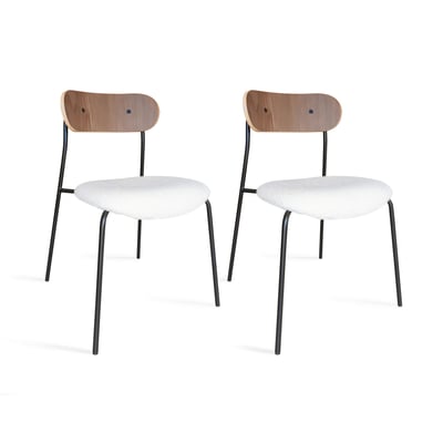 Lot de 2 chaises en tissu et dossier en finition noyer, GASTON NOW'S HOME