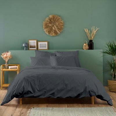 Parure de lit unie PERCALE DE COTON BLEU CALIN