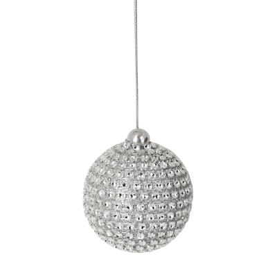 6 boules argenté strass de noel EDEN