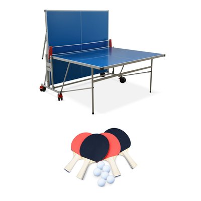 Table de ping pong extérieure pliante avec 4 raquettes et 6 balles TABLE DE PING PONG EXTÉRIEURE PLIANTE + RAQUETTES SWEEEK