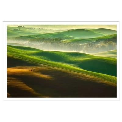 Affiche nature collines brumeuses HEXOA
