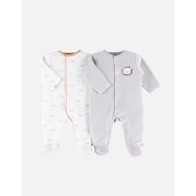 Lot de 2 pyjamas 1-pièce en velours, clair/écru NOUKIE'S