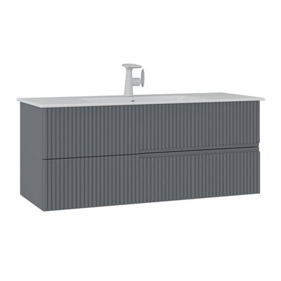 Meuble vasque suspendu 120 cm, 2 tiroirs rainurés ORA PIER IMPORT