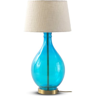 Lampe de table en verre   avec abat jour coton RECOLLECTION