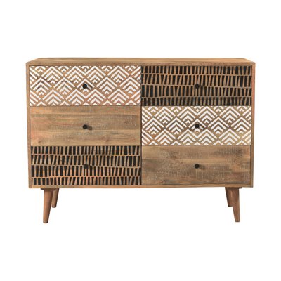 Commode en bois 6 tiroirs à motifs - TALI RENDEZ-VOUS DÉCO