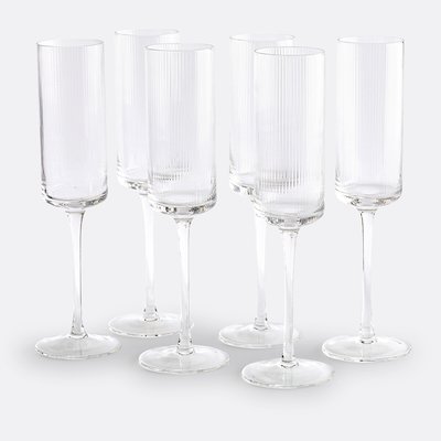 Lot de 6 flûtes à champagne en verre strié, Stria LA REDOUTE INTERIEURS