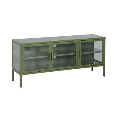 Meuble TV industriel métal et verre trempé 3 portes 120cm ARKANSAS SWEEEK