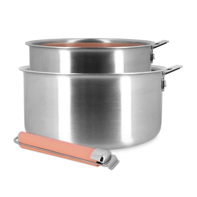 Lot de 2 casseroles 16/20cm en acier inoxydable, AGLAE MENASTYL