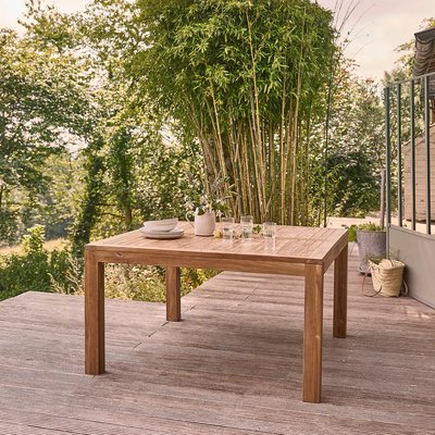 Table de jardin en teck massif carrée 8 places  MALTE BERAH GETAH