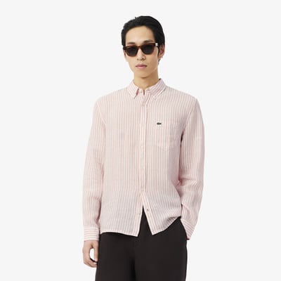 Chemise regular fit en lin rayée LACOSTE