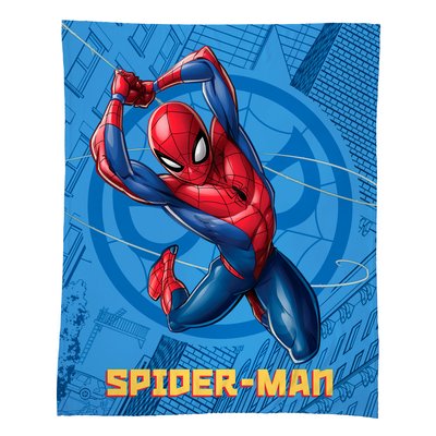 Plaid polaire imprimé 100% polyester, ACTION SPIDER-MAN