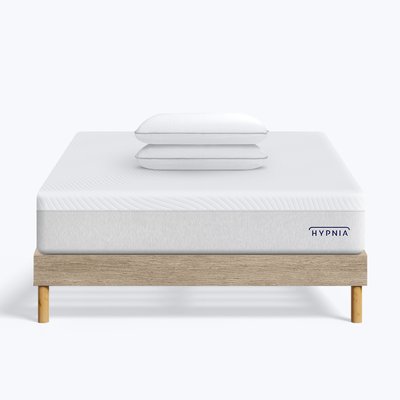 Ensemble Matelas ressorts ensachés | Sommier Essentiel | 2 oreillers HYPNIA