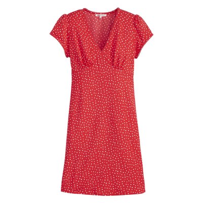 Robe courte coupe droite fluide FEMME Levi's® rouge à pois avec un col v et des manches courtes - Taille M LEVI'S