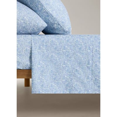 Drap plat percale de coton fleurs Lit 135/140 cm MANGO HOME