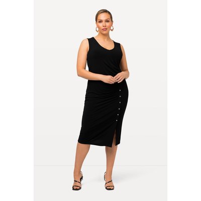 Robe midi en jersey à col en V et fronces ULLA POPKEN