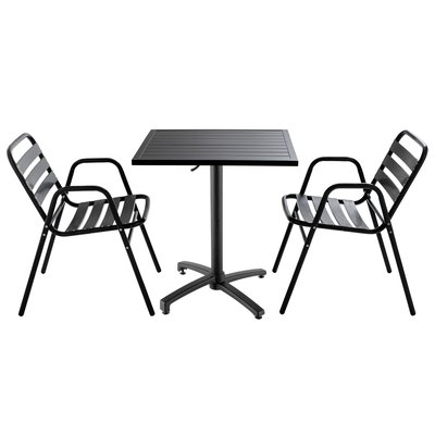 Table de terrasse rabattable carrée et 2 fauteuils aluminium OVIALA