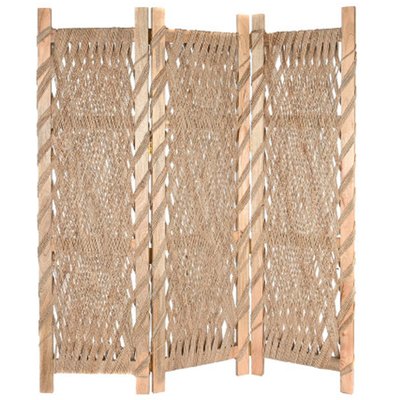 Paravent 3 panneaux bois de mangue et jute 151x2.5x183cm WADIGA