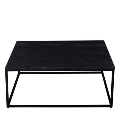 Table basse carrée en marbre et métal 100x100cm - Saku DRAWER