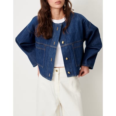 Veste en denim à col rond, ALMODIVA SESSUN