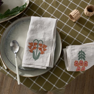 Set of 2 Harlig Embroidered Linen Napkins LA REDOUTE INTERIEURS