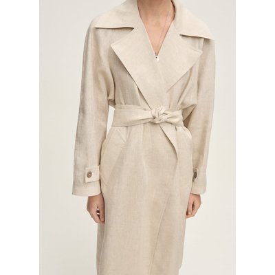 Trench-coat en lin à revers prononcés MANGO