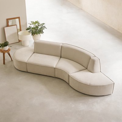 Banquette modulable en tissu beige, 4 places DARIO TIKAMOON
