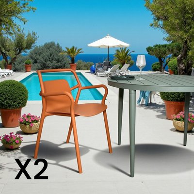 Chaise de jardin design orange, empilable (lot de 2) PINETO PIER IMPORT