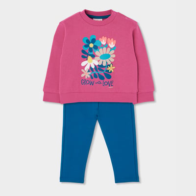 Ensemble maille fille imprimé fleurs BOBOLI