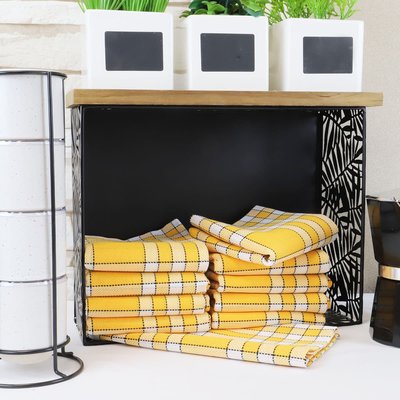 Lot de 10 serviettes de tables coton 57 fils carreaux vichy Normand NELLY LINANDELLE