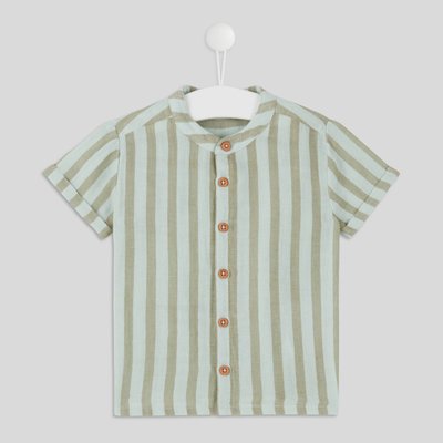 Chemise manches courtes col mao rayé en coton BIO BOUT'CHOU