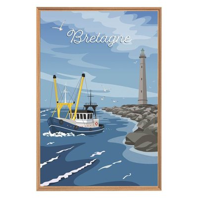 Tableau Mural Illustration Chalutier Breton MER CEANOTHE