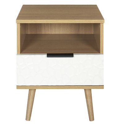Table de chevet Sven avec 1 tiroir - L. 35 x H. 49 cm - Bois et Blanc THE HOME DECO FACTORY