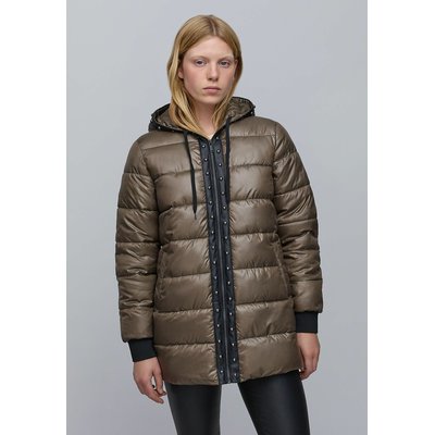 Chaqueta acolchada de largo medio con capucha, cierre con cremallera, tapeta de piel IKKS