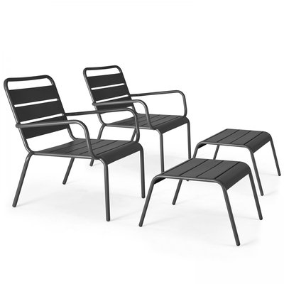 Lot de 2 fauteuils bas relax avec repose-pieds, PALAVAS OVIALA