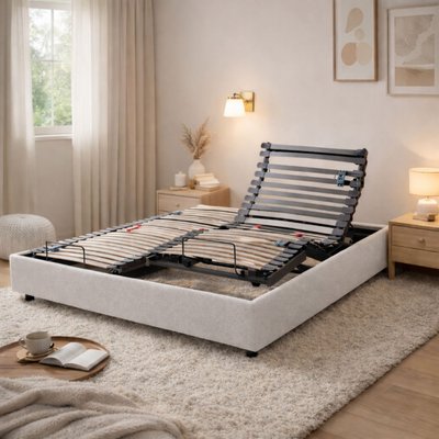 Lit électrique avec kit déco tissu bouclette Horizon SOMEO