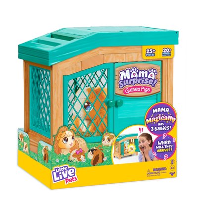 Little Live Pets Mama Surprise Maman-cochon d'Inde avec cage et 3 bébés surprise MOOSE