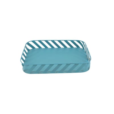 Plateau en métal bleu ajouré 25x35cm ORNAMI