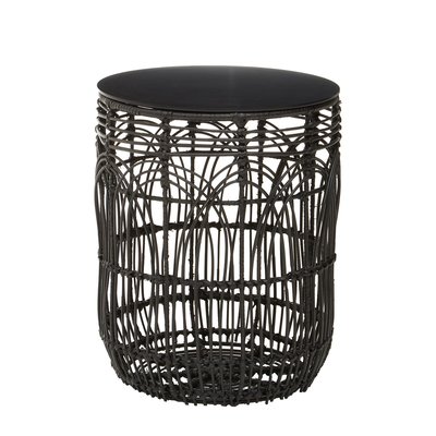 Intricate Rattan Drum Side Table SO'HOME