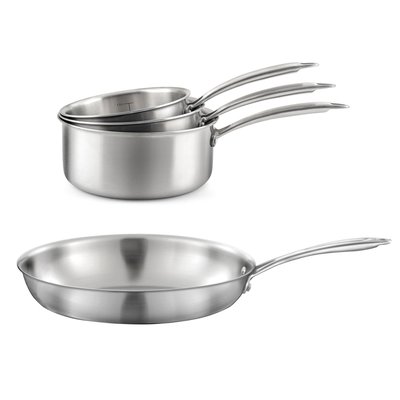 Lot de 3 casseroles inox 16/18/2 0cm et 1 poêle inox 32 cm - GOURMET CUISINOX
