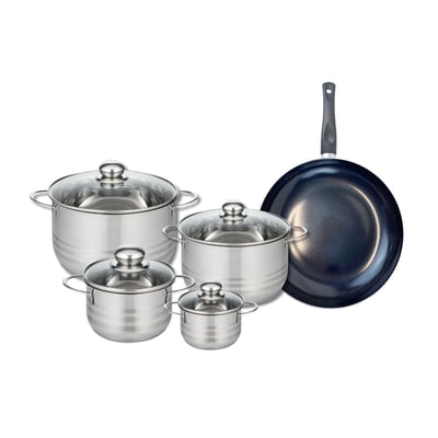 Batterie 1 poêle 28cm + 4 faitouts 12/16/20/24cm PRIMA BRILLANT ELO