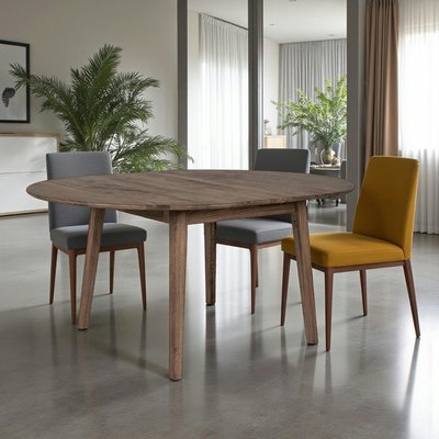 Table extensible ronde en bois brun 118-158 cm SAVONE PIER IMPORT