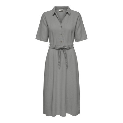 Midi-length dress with belt, shirt collar JDY