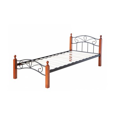 Lit simple Metallique 90x200 Noir et sommier a lattes HOMESTYLE4U