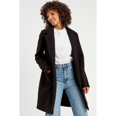 Manteau duveteux femme noir deals
