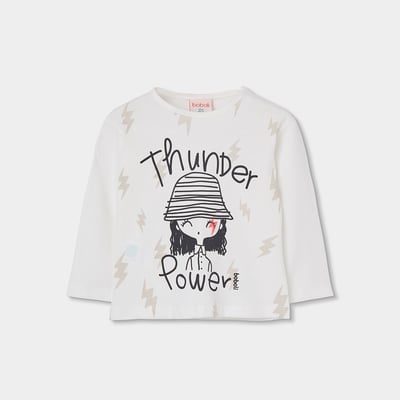 T-shirt en maille fille imprimé Thunder Power BOBOLI