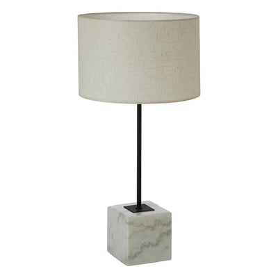 McConnell White Marble Base Table Lamp with Linen Shade SO'HOME